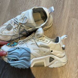 Calvin Klein 205W39NYC White Chunky Dad Sneakers w/ Jewel Detail